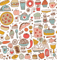 Seamless food sketch pattern