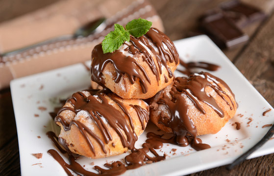 Delicious profiteroles dessert