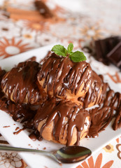 Delicious profiteroles dessert