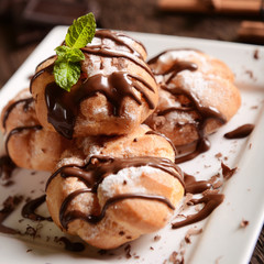 Delicious profiteroles dessert
