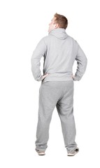 Fototapeta premium Back view of young men athlete