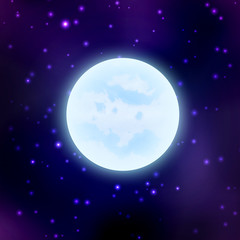 Vector moon on space background