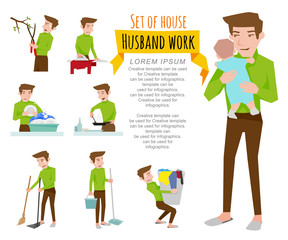 Set of house husband work.