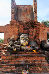 Head of Buddha at Wat Worachet Temple ,The Ancient Siam Civilization of Ayutthaya Thailand