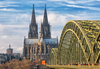 Fototapeta Cologne Cathedral and Hohenzollern Bridge, Cologne, Germany obraz