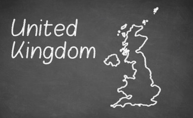  United Kingdom map drawn on chalkboard