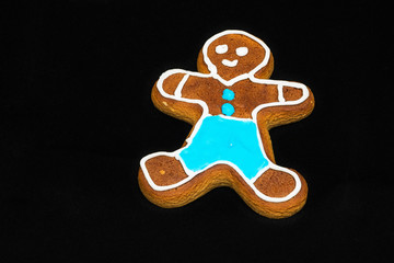 Gingerbread man on black velvet