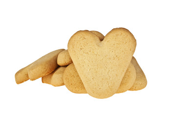 Cookies in the shape of a heart on a white background