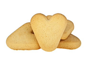 Cookies in the shape of a heart on a white background