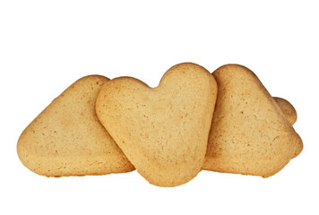 Cookies in the shape of a heart on a white background
