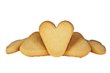 Cookies in the shape of a heart on a white background
