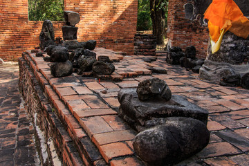 Fototapeta na wymiar Ancient Temple of Wat Worachet Temple ,The Ancient Siam Civilization of Ayutthaya Thailand
