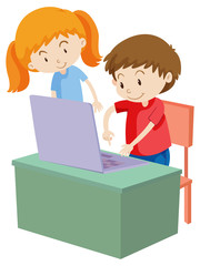 Children working on computer
