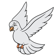 Flying white dove