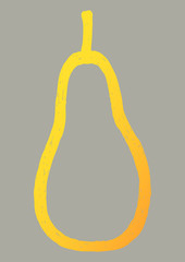 vector illustration of hand drawn pear contour on gray background
