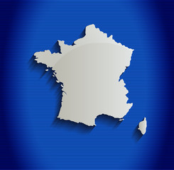France map blue line 3D vector