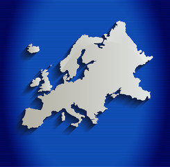 Europe map blue line 3D vector