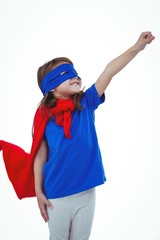 Masked girl pretending to be superhero