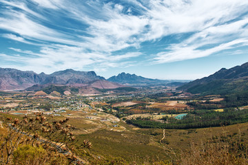 Fototapeta premium Overall aerial view of Cape Town, South Africa. High resolution panorama