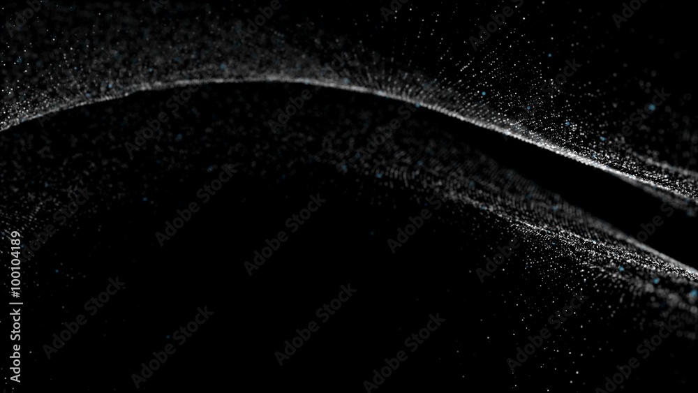 Poster loopable abstract particle background, 3d render with depth of field, glow and randomize elements