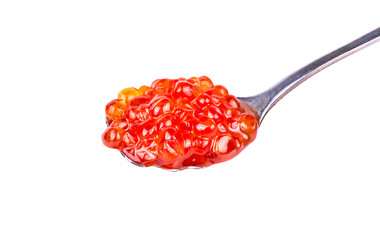Red caviar in spoon