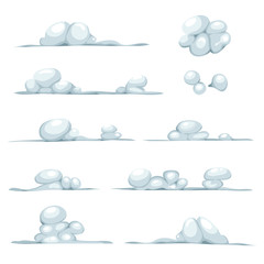 Cartoon Clouds, Smoke, Stone, Snow And Boulders Set