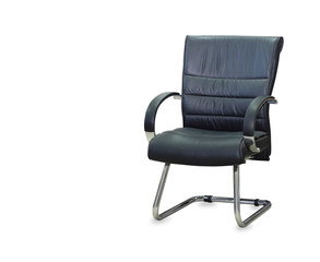Fototapeta premium The office chair from black leather. Isolated