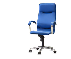 Modern office chair from blye leather. Isolated