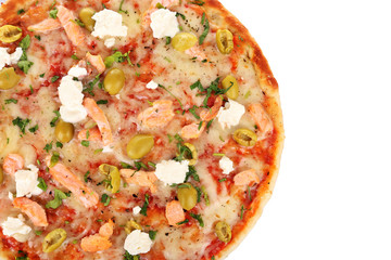 Delicious tasty pizza, isolated on white