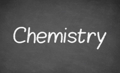  Chemistry lesson on blackboard or chalkboard.