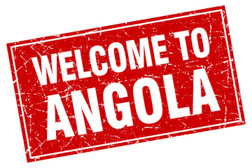 Angola red square grunge welcome to stamp