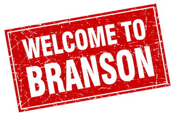 Branson red square grunge welcome to stamp