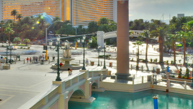 A sped up, cropped shot of the venitian brige in Las Vegas, Nevada.