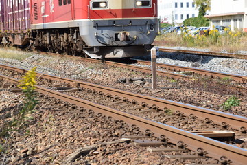 Fototapeta na wymiar 走行中の電車／山形県の庄内地方で、走行中の電車を撮影した写真です。