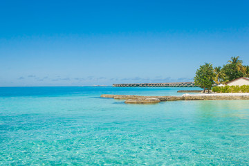 Naklejka na ściany i meble Beautiful beach landscape at Maldives.