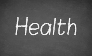 Obraz premium Health lesson on blackboard or chalkboard.