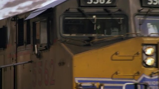 Shot of front of moving train.