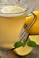 Tea with lemon and mint