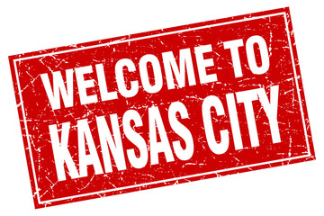 Kansas City red square grunge welcome to stamp