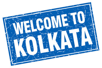 Kolkata blue square grunge welcome to stamp