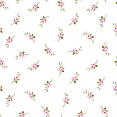Seamless floral pattern with little flowers pink roses - 100109572