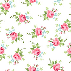 Seamless floral pattern with little red roses - 100109598