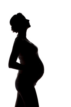 pregnant woman silhouette on a white background