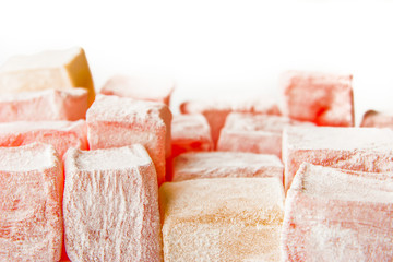Turkish delight on the white background horizontal