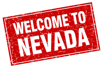 Nevada red square grunge welcome to stamp