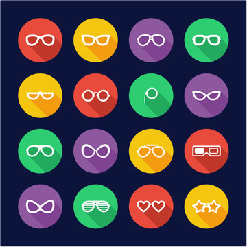 Eyeglasses Icons Flat Design Circle