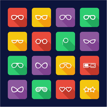 Eyeglasses Icons Flat Design 