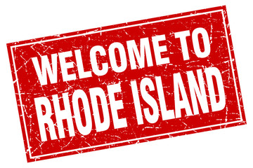 Rhode Island red square grunge welcome to stamp