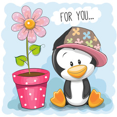 Obraz premium Penguin with flower