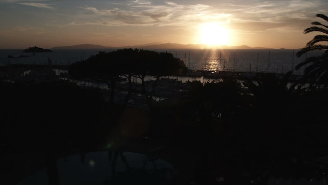 Sunset at the ocean at Punta Ala Italy.